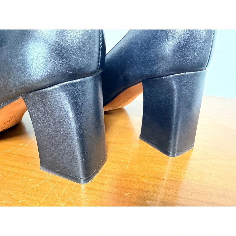 Marc Fisher LTD Pump Women 8M Black Zala Pointed Toe Leather Block Heel Office - Picture 7 of 9